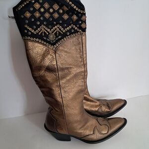 Spanish Made Leather Cowboy Boots Women's 36B/6B Jeweled Rodeo Cowgirl